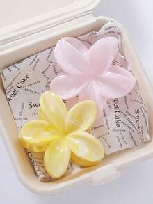 2pcs/3pcs/4pcs Women Acrylic Ombre Large Flower Hair Claw,Minimalist Elegant Bun Clip Accessory,Suitable For Casual,Travel - Multicolor - View 4