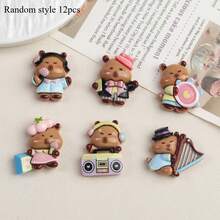 3/6/12pcs Cute Capybara Music Theme Refrigerator Sticker Cute Cartoon Dolphin Resin Magnet, Home Refrigerator Decoration Magnet, Gift For Friends And Family - Multicolor - View 14