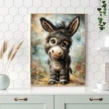 1PC DIY 5D Diamond Painting Kit Cute Donkey Pattern - Round Full Drill Diamond Art Mosaic Craft, Home Wall Decor, Unframed - No Frame - View 3