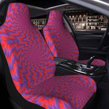 3D 動態效果印花汽車座椅套，旋轉圖像印花汽車內飾座椅墊保護套，冰絲面料，透氣、柔軟舒適，夏季限定，男士汽車配件，四季必備，防塵防污，適合可愛女士，通用布料前座套，適用於轎車、SUV 和 MPV，全車通用印花座椅套 - 彩色 - 查看 5