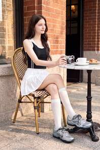 Kappa 女款麂皮網布復古極簡風訓練鞋 平底防滑休閒運動鞋 - 銀色/靜謐灰 - 查看 6