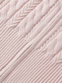 Pink Zipper Cardigan Sweater Jacket Women's Spring Round Neck Short Open Front Inner Layer Top - Pink - View 5