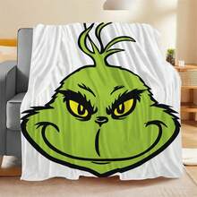 The Grinch بطانية فلانيل فرو خضراء، بطانية فلانيل ناعمة دافئة سميكة للشتاء، بطانية قيلولة مكتبية برسومات كرتونية أنمي لطيفة. بطانية دافئة للتخييم في الهواء الطلق، بطانية سرير دافئة للشتاء، بطانية أريكة، بطانية سفر، بطانية سرير، بطانية تكييف هواء، بطانية شال دافئة لمقعد السيارة، هدية عيد الميلاد للعائلة والأصدقاء، زي هالوين - متعدد الألوان - مشاهدة 5