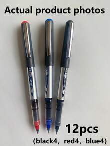 1pc/6pcs/12pcs Black/Blue/Red Ink Ballpoint Neutral Pens, 0.5mm Ultra-Fine Tip Ballpoint Pens, Smooth Writing, Suitable For Journaling, Drawing, School And Office Stationery - Multicolor - View 9