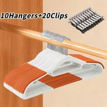 30 Gantungan Baju Anti Selip dengan Klip (10 Gantungan + 20 Klip), Rak Jemuran Kait Putar Tahan Lama, Cocok untuk Mengeringkan dan Menyimpan Pakaian, Penggunaan di Kamar Tidur, Kamar Mandi, dan Rumah, Tersedia Berbagai Ukuran - View 4