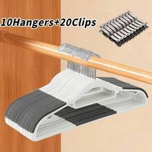 30 Gantungan Baju Anti Selip dengan Klip (10 Gantungan + 20 Klip), Rak Jemuran Kait Putar Tahan Lama, Cocok untuk Mengeringkan dan Menyimpan Pakaian, Penggunaan di Kamar Tidur, Kamar Mandi, dan Rumah, Tersedia Berbagai Ukuran - View 8