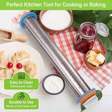 Adjustable Rolling Pin Set With Silicone Baking Mat And Thickness Rings, Dough Rolling Pin, Suitable For Cake, Fondant, Pizza, Pastry, Baking Accessories - View 13