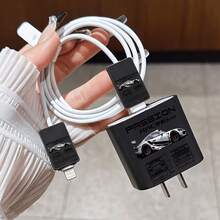 4pcs 2D Flat Design Sports Car Phone Charger Protection Set Charger Head Cover + Cable Protector + Storage Rope, Suitable For IPhone 20W/18W Charger - Multicolor - View 4
