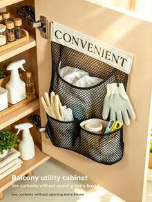 1pc Wall-Mounted Plastic Bag Holder, Large Capacity Kitchen Trash Bag Storage Rack, Self-Adhesive Shopping Bag Organizer, Suitable For Kitchen Cabinet Doors, Space-Saving Home Storage Accessory, Kitchen Organization - Multicolor - View 3