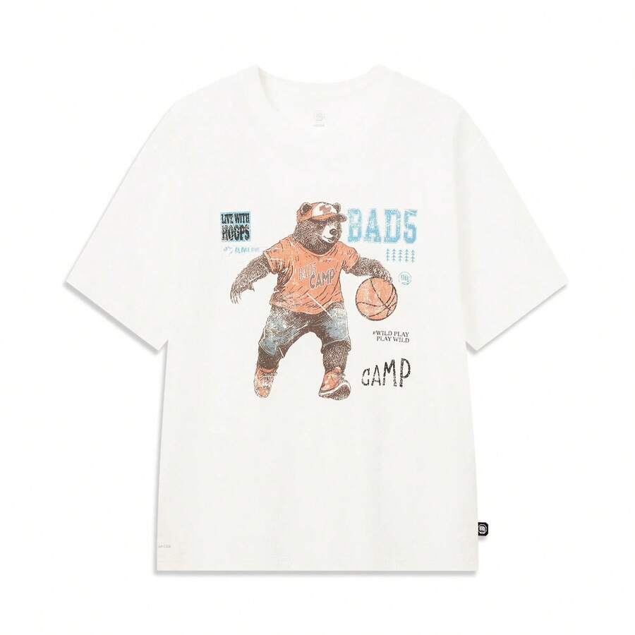 LI‑NING BADFIVE Men Ice‑Feel Moisture Wicking Graphic T‑Shirt AHSW359 - Milky - View 1