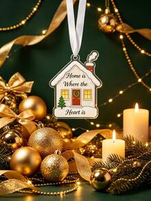 1pc Christmas House Acrylic Ornament 2D Flat Design, 6cm / 2.36" – "Home Is Where The Heart Is" Holiday Hanging Pendant For Xmas Tree Decor, Winter Home Decoration & Seasonal Gift - Christmas - View 10