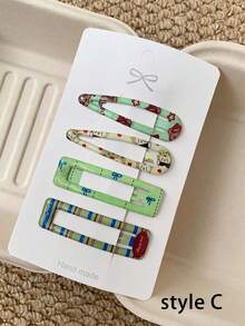 Cute Printed BB Hair Clips, Colorful Dopamine Side Bangs Hair Clips, Sweet Girl Hair Accessories, Autumn New Arrival - Bright Colors - View 16
