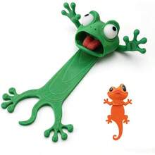 3D Cartoon Frog & Gecko Bookmark Set, Cute Squeezeable Animal Shaped Bookmarks (Random Pattern Style), Creative Design Bookmarks, Office Supplies, Reading Gift, Perfect Gift For Family And Friends - A - View 7