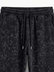 Men's Washed Distressed Hoodie & Jogger Sweatpants 2 Pieces Set, High Street Gothic Letter Print, Cuffed Hem - Black - View 3