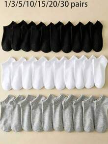 1/3/5/10/15/20/30 Pairs Multicolor Fashion Versatile Unisex Socks, Breathable Low-Cut Socks, Invisible Ankle Socks, Moisture-Wicking, Simple Casual Style, Suitable For All Seasons And Various Occasions - Multicolor - View 32