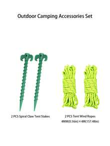 2PCS.4PCS Outdoor Camping Tent Accessories Set, Lightweight Screw-Type Tent Stakes, Windproof Guy Ropes, Suitable For Tents, Awnings, Beach Camping, Hiking - Multicolor - View 14