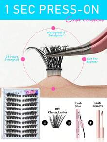 anlinnet Wispy Lashes Self-Adhesive False Eyelash Clusters Set With Tweezers, Pointed Style, 10-18mm Fox Eye Single Cluster False Eyelashes, Left And Right, Soft And Waterproof Eyelash Extension Clusters - View 2