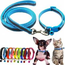 2pcs/Set Reflective Pet Collar & Leash Set, Adjustable Nylon Collar With Bell, Quick-Release Buckle Anti-Lost Design, Suitable For Small Puppies And Cats, 10 Colors Available, Night Visibility, Durable Outdoor Pet Walking Training Supplies, Daily Walk & Travel Pet Accessories - Multicolor - View 13