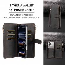 eaacaa A Retro Flip Phone Case With Multiple SIM Card Slots And A Dual Coin Pocket Compatible With Apple 17e/17ProMax/16ProMax/16Pro/16Plus/15ProMax/15plus/13ProMax/13Pro/14ProMax/14Pro/A26/A36/A56, A5, And G06. It Features A Wallet Function, A Wrist Strap, A Stand, Anti-Demagnetization, And Is Drop-Proof And Theft-Proof. - Black - View 4