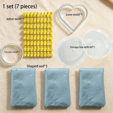 1 Set 7pcs Pet Paw Print Clay DIY Kit, Includes 3 Packs Of Modeling Clay, 1 Heart Mold, 1 Round Mold, 1 Plate, 1 Letter Mold, Meaningful Record Of Pet Growth, Lifelong Memory - One Set, One Size - View 7