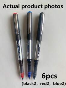 1pc/6pcs/12pcs Black/Blue/Red Ink Ballpoint Neutral Pens, 0.5mm Ultra-Fine Tip Ballpoint Pens, Smooth Writing, Suitable For Journaling, Drawing, School And Office Stationery - Multicolor - View 8