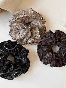 1pc Korean Style Double Layer Small Waist Bud Scrunchie, Polka Dot Starry Fabric Hair Tie For Women, Premium Back Head Ponytail Elastic Band, New Hair Accessory - Multicolor - View 1