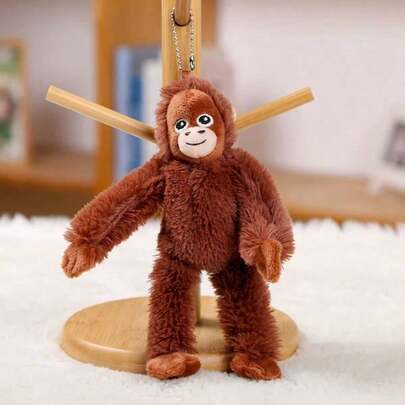 1pc Plush Gorilla Keychain - Soft Stuffed Animal Doll With Realistic Gorilla Face, Movie Theme Collectible Gift, Suitable For Hanging On Bags, Backpacks, Car Keys, Perfect Travel Souvenir Gift, Also Can Be Used As Home Decor