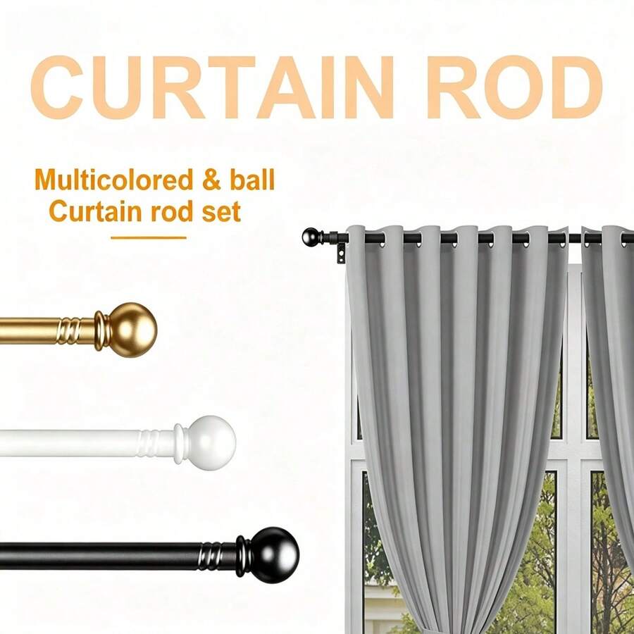 Black Curtain Rods For Windows 28 To 48 Inch, Adjustable Curtain Rod Set With Brackets Easy Install, Decorative 5/8" Drapery Rod, Heavy Duty Curtain Rods For Bedroom, Kitchen, Living Room