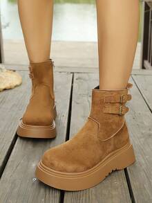 New Autumn/Winter Snow Boots Warm Boots All-Season Wear Fashion Minimalist Ankle Boots Slouch Boots Warm Fashion Versatile Elegant Commute Khaki Boots Black Boots - Camel - View 4