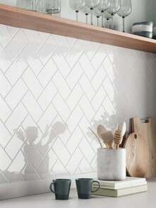 10/20pcs Self-Adhesive Herringbone Pattern Decorative Wall Stickers, Back Adhesive, Suitable For Kitchen, Bathroom, Laundry Room, White Style, Can Be Used As Birthday, Graduation Gifts, For Room Decoration, Home Decor, Wall Decoration, Bathroom Decoration, Bedroom Decoration, Living Room Decoration, House Decoration, Home Decor, Living Room Wallpaper, Wallpaper Stickers, Wall Stickers - Herringbone Pattern Wall Decal - View 1