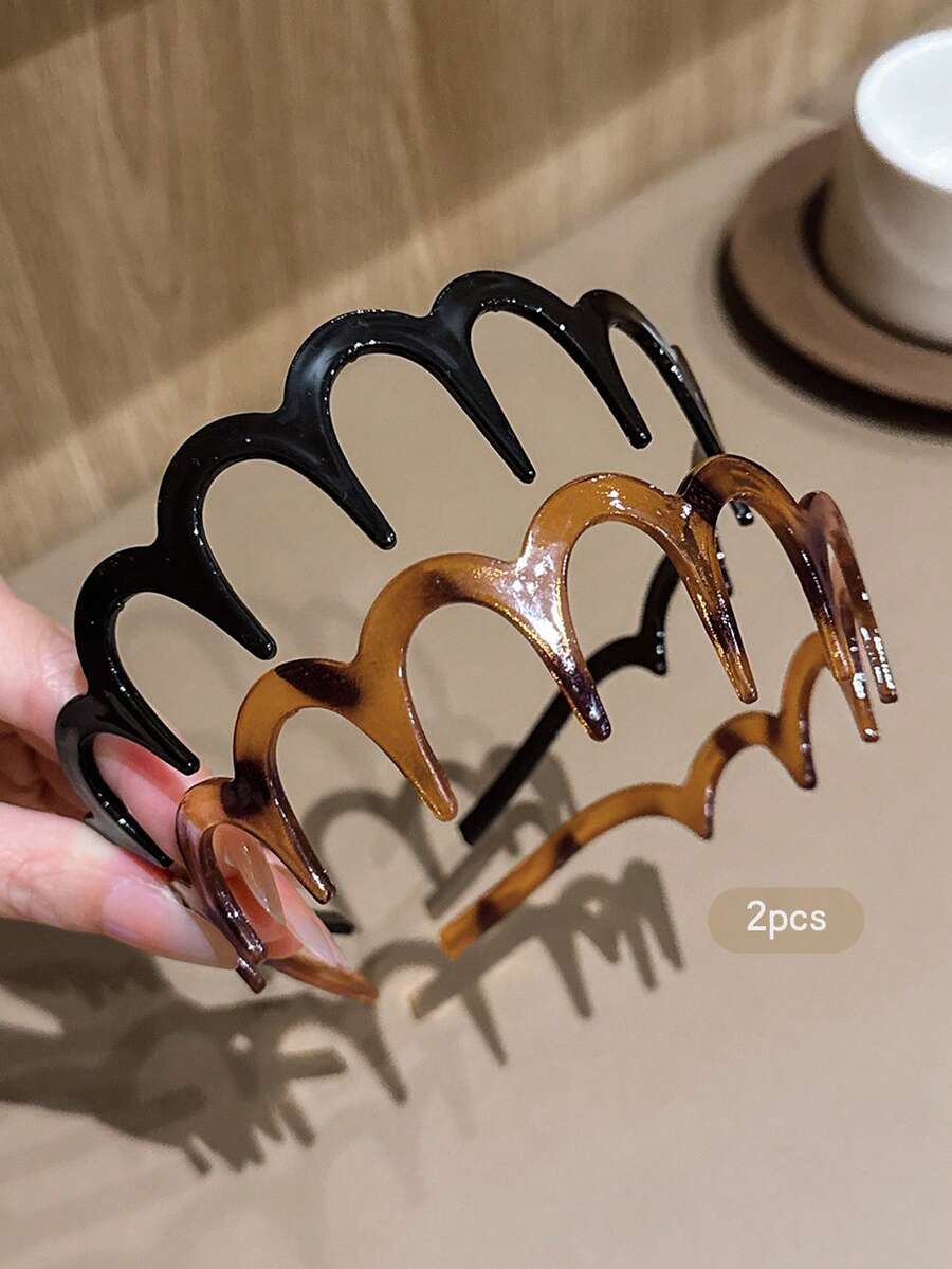 2pcs Popular Hair Headbands With Teeth Non-Slip Hair Clips Suitable For Daily Use Hair Accessories