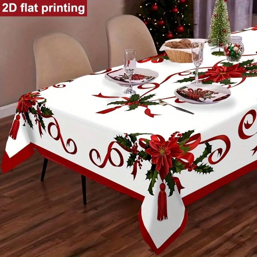 1pc Spring/Summer Tablecloth_Rectangular Tablecloth, Suitable For Christmas/New Year Decoration, Vintage Floral Pattern Tablecloth, Suitable For Picnic/Dinner/Kitchen/Dining Table Decoration, Party/Gathering - A - View 1