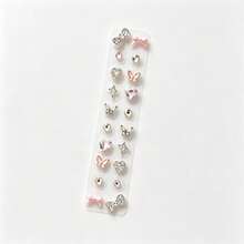 Multi-Style No-Drill Ear Stickers, Self-Adhesive Ear Cartilage Decorative Studs, Reusable Crystal Heart, Bow, Star Fake Earring Stickers, Suitable For Ear Styling, Parties And Daily Wear - Multiple Styles - View 11