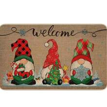 GEL HUT MUN 1pc Welcome Doormat - Autumn Halloween Thanksgiving Christmas Decor With Gnome, Pumpkin Pattern - Non-Slip Indoor/Outdoor Entrance Mat - Autumn Porch Decor - Easy To Clean Polyester Fiber Doormat, Suitable For Front Door, Country Style Decor, Front Door Welcome Mat, Fun Gnome Design - A - View 3