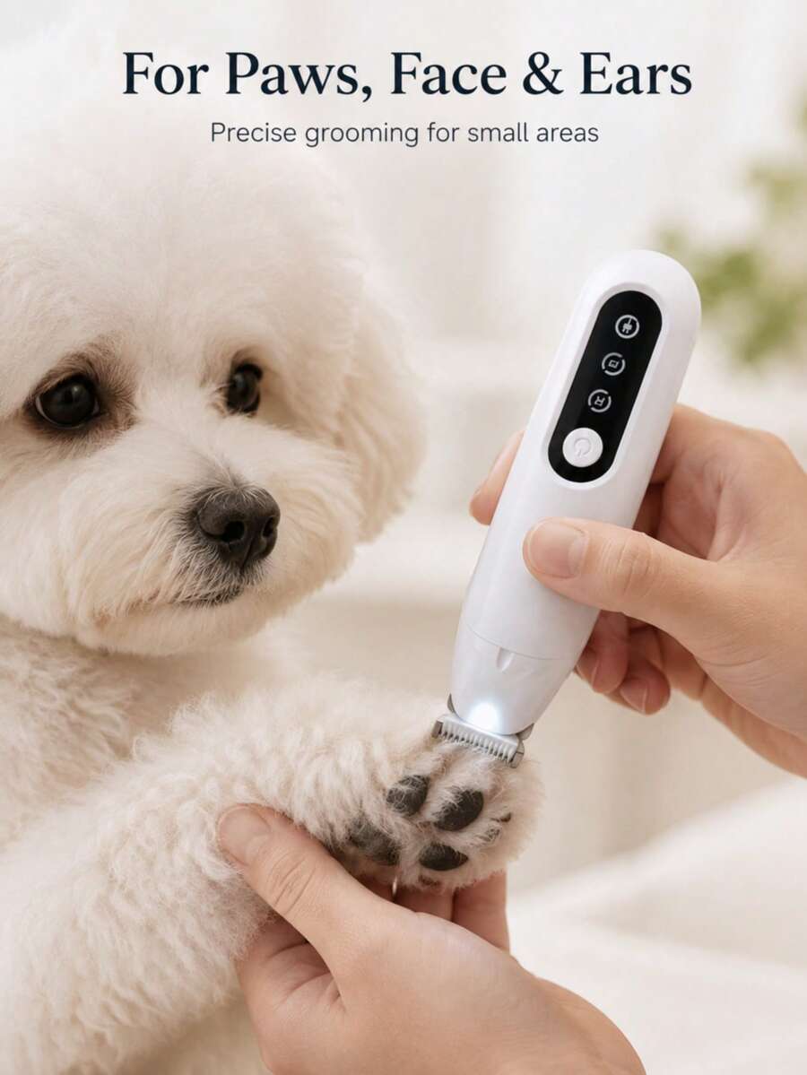 Pet Paw Hair Trimmer, Suitable For Dogs And Cats, 18mm Wide Blade Electric Grooming Clipper With LED Light, USB Rechargeable Wireless Pet Hair Clipper, One-Button Design, Suitable For Paw Pads, Face, Ears And Small Areas, Suitable For Cats, Dogs, Rabbits And Other Small Pets Home Grooming Tool