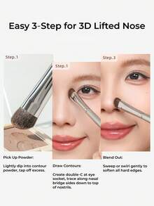 GUOXIAONIU Angled Nose Contour Brush, 3D Sculpting Nose Makeup Brush, Suitable For Nose Shadow Contouring And Brow Highlighting - Rose Gold #420 - View 7