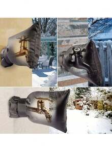 1pc Outdoor Faucet Cover, Used For Winter Freeze Protection, Pipe Insulation And Backflow Prevention, Essential For Severe Winter - Black - View 5