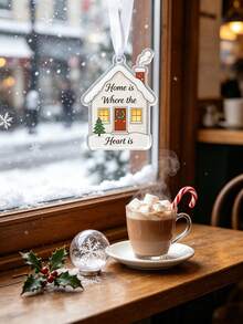 1pc Christmas House Acrylic Ornament 2D Flat Design, 6cm / 2.36" – "Home Is Where The Heart Is" Holiday Hanging Pendant For Xmas Tree Decor, Winter Home Decoration & Seasonal Gift - Christmas - View 7