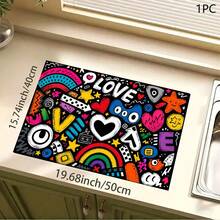 Printed Pattern Drainage Mat/Absorbent Mat/Drying Mat For Coffee Machine And Tableware - Absorbent Polyester Tabletop Protector With Rubber Non-Slip Backing, For Kitchen Countertop Decoration - Home Bar And Dining Table Placemat - Multicolor - View 12