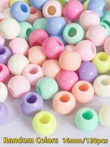 50pcs Acrylic Large Hole Round Solid Color Beads DIY Bracelet Necklace Phone Chain Pendant Tassel Dreamcatcher Jewelry Accessories - Multicolor - View 26