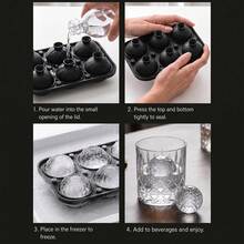 6-Cavity Diamond Ice Cube Mold, Reusable Ice Cube Maker, Ice Cream Tool, Round And Square Silicone Ice Tray Mold, Kitchen Tool - Black - View 4