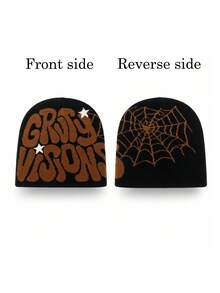 1pc - New Winter Baroque Style Embroidered Letter Knitted Hat, Stretch Ice Cap, And Unique Ski Hat, Suitable For Both Men And Women - Letter Embroidered Hat - View 9
