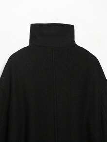 Camellia Autumn/Winter New Women's European & American Style Fashion Minimalist Versatile Commute & Date Loose Fit Stand Collar Belted Wool Coat Jacket - Black - View 6