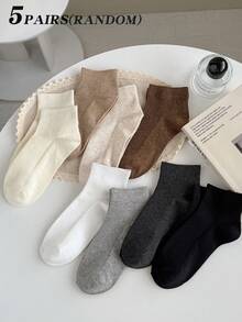 1/3/5/8 Pairs Women's Pure Cotton Short Socks, Multi-Color Combination, Unisex Style, Autumn/Winter New Arrival, Holiday Gift - Multicolor - View 14