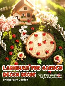 200/120pcs Colorful Mini Ladybug Ornaments, Tiny Resin Ladybug Figurines For Micro Landscape, Fairy Garden, DIY Crafts, Potted Plant Decoration, Multicolor Self Adhesive Ladybug Decor Accessories[60/30/1pc] - Multiple Styles - View 3