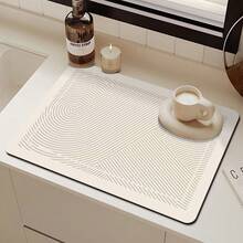 1 Piece Simple Style Kitchen Mat, High-Quality Diatomaceous Earth Material, Non-Slip Heat-Resistant Dining Table Mat, Holiday Utensil Drainage Mat, Suitable For Home Kitchen Coffee Bar Decoration - Beige - View 3