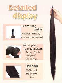 Long, Straight, Layered Ponytail Wig,Hair Extensions, Black Ponytail Wig, Flexible Ponytail Hairpiece. - Multicolor - View 4