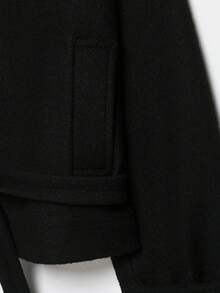 Camellia Autumn/Winter New Women's European & American Style Fashion Minimalist Versatile Commute & Date Loose Fit Stand Collar Belted Wool Coat Jacket - Black - View 8