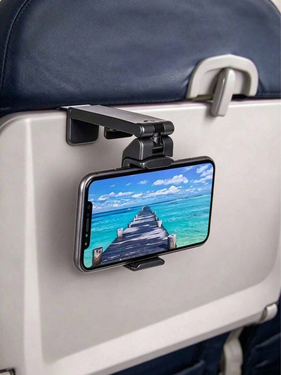 Adjustable Foldable Airplane Phone Holder, 360° Rotating Hands-Free Phone Stand, Compatible With Tray Table, Portable Travel Accessory, Suitable For Airplane, Car, Office And Home - Multicolor - View 1