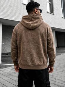 Street Style Sweatshirt With Los Angeles English Print, Loose Fit Drop Shoulder Pullover - Brown - View 2
